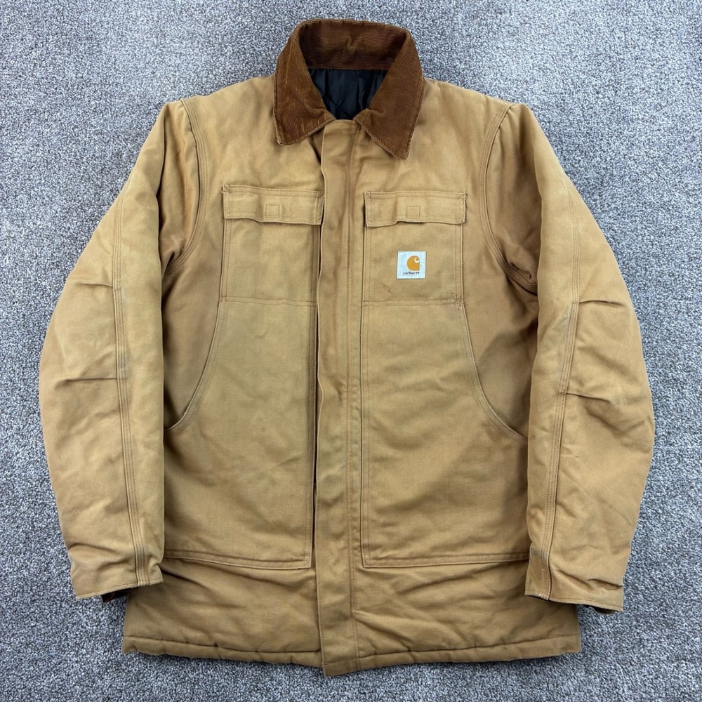 Vintage Carhartt Arctic Jacket Mens XL Brown Heavy Duck Canvas Quilt Lined